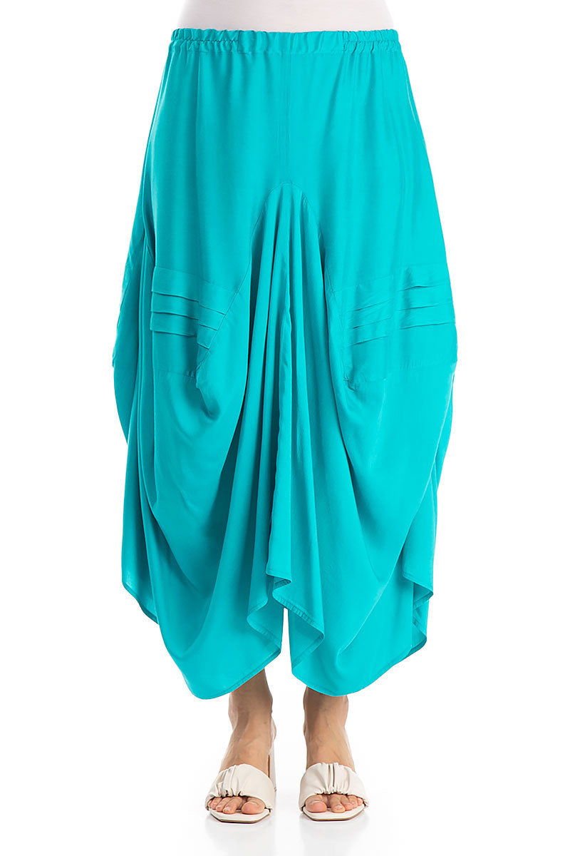 Long Draped Ocean Silk Bamboo Skirt