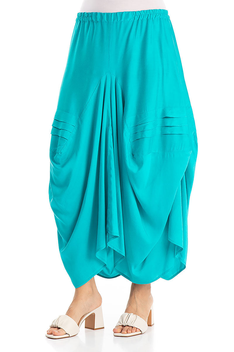 Long Draped Ocean Silk Bamboo Skirt