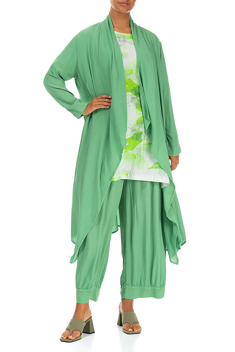 Open Spring Green Viscose Jacket