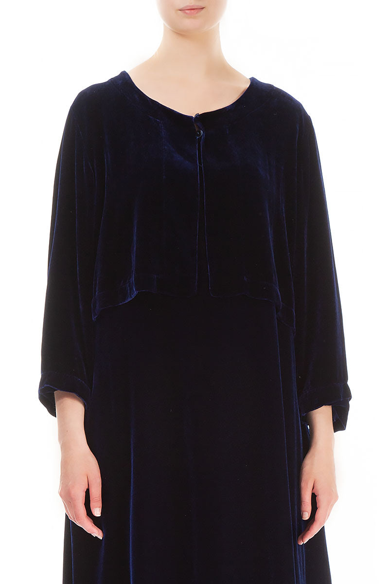 Short Indigo Silk Velvet Jacket
