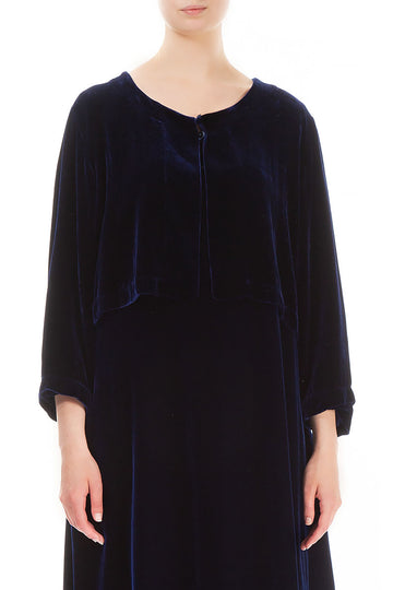Short Indigo Silk Velvet Jacket