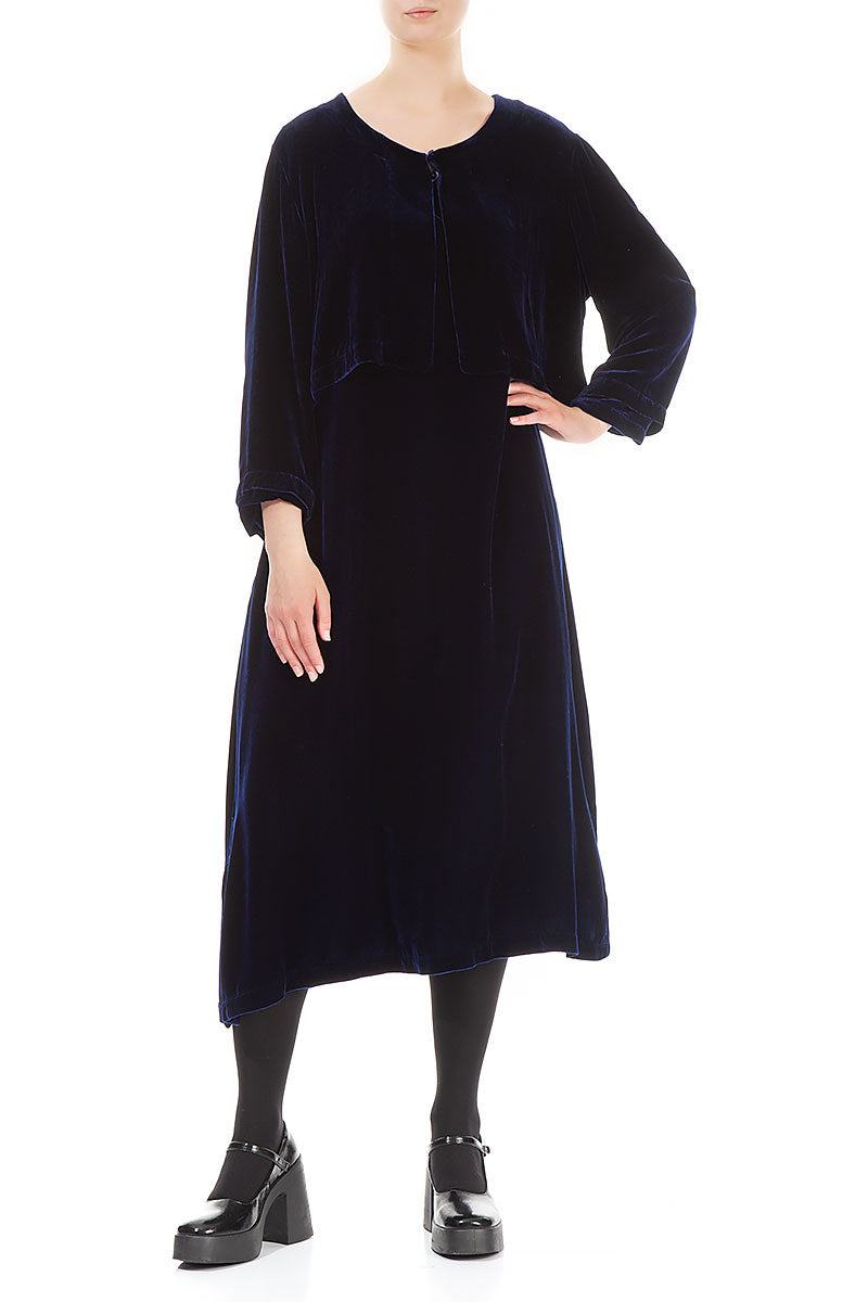 Short Indigo Silk Velvet Jacket