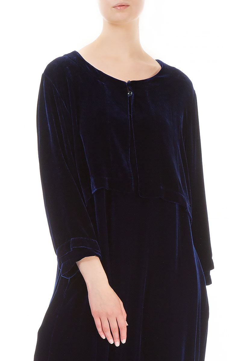 Short Indigo Silk Velvet Jacket