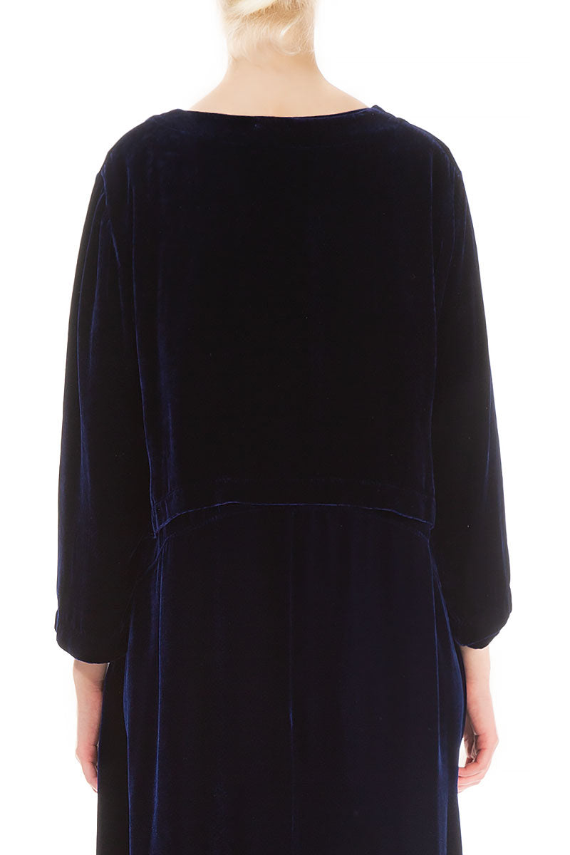 Short Indigo Silk Velvet Jacket