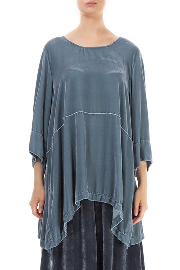 Flowy Light Grey Silk Velvet Tunic
