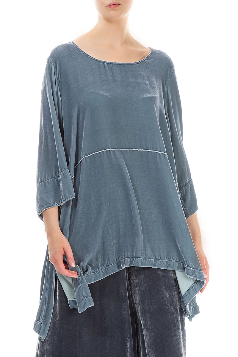 Flowy Light Grey Silk Velvet Tunic