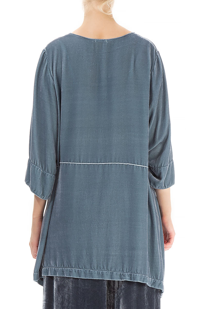 Flowy Light Grey Silk Velvet Tunic