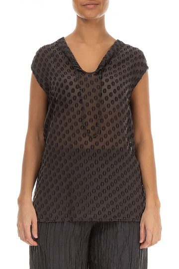 Dotty Pepper Brown Silk Blouse