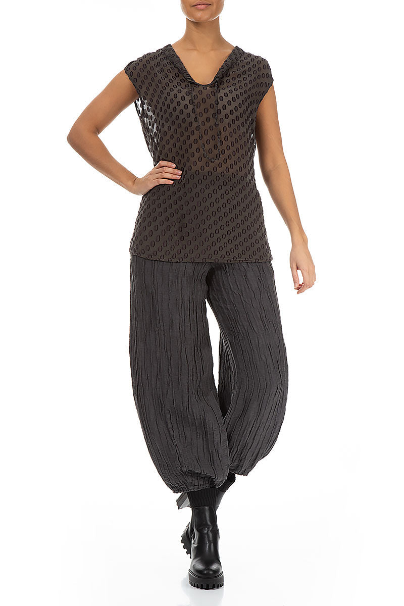 Dotty Pepper Brown Silk Blouse