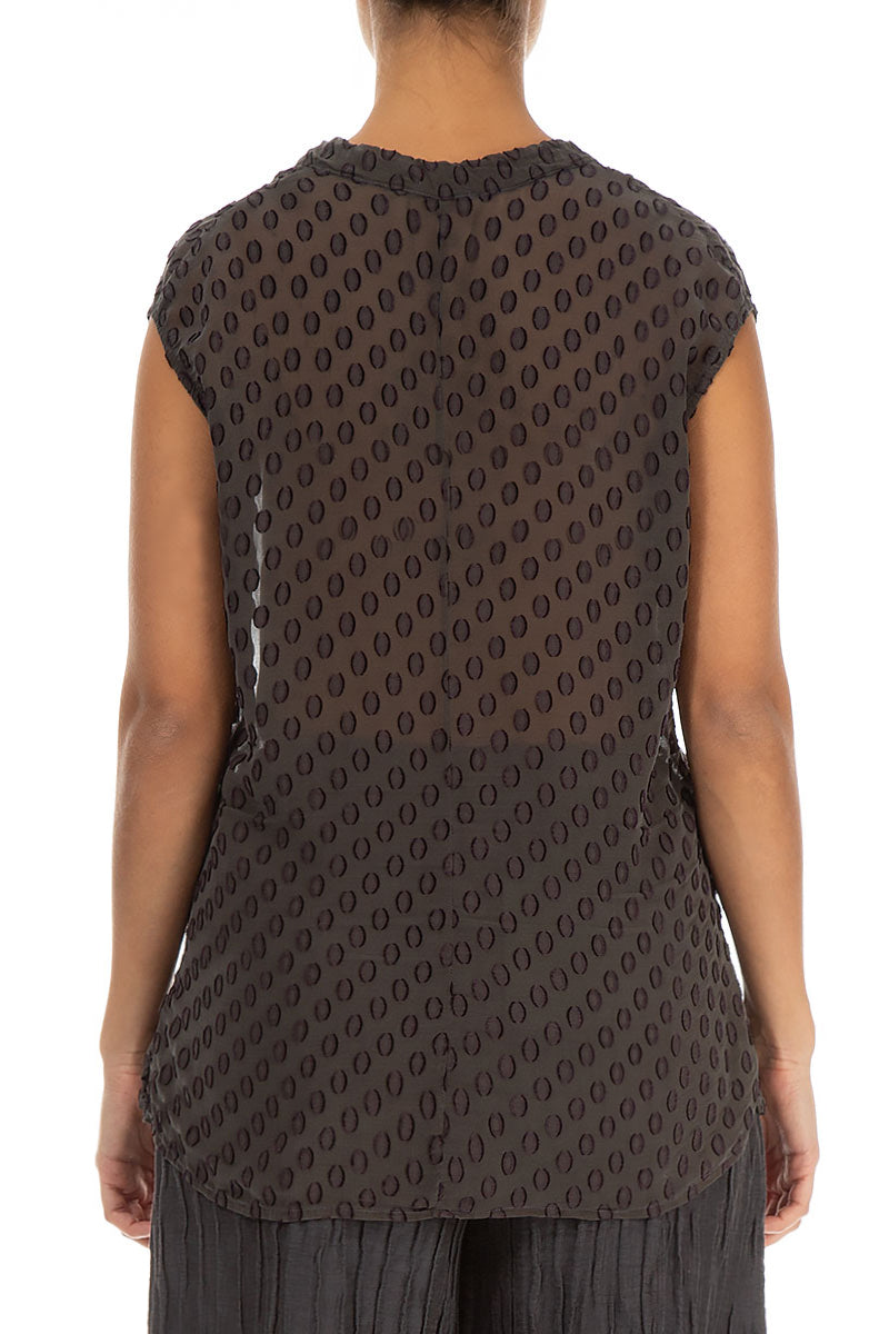 Dotty Pepper Brown Silk Blouse