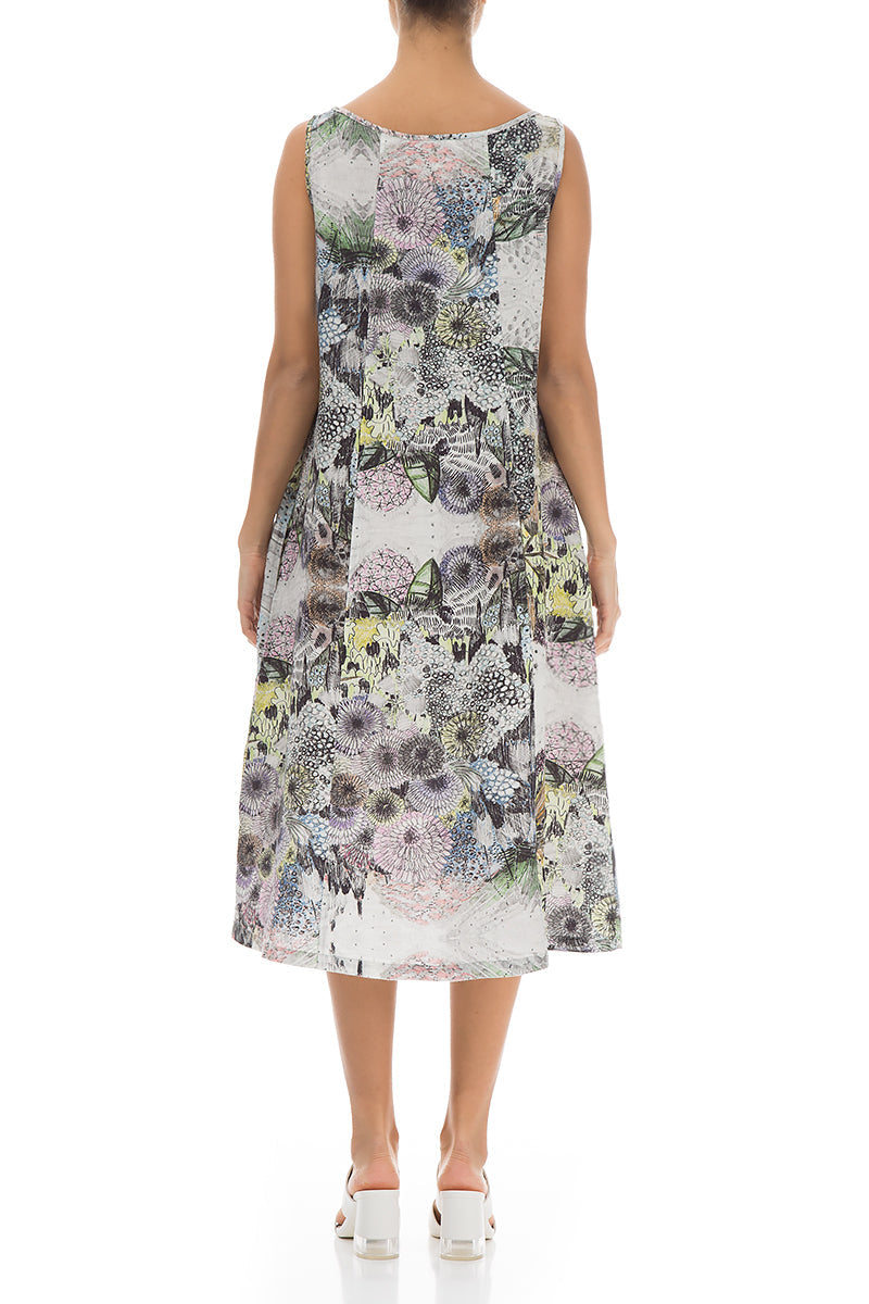 Midi Sleeveless Botanical Linen Dress