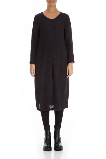 Midi Waves Texture Dark Violet Dress