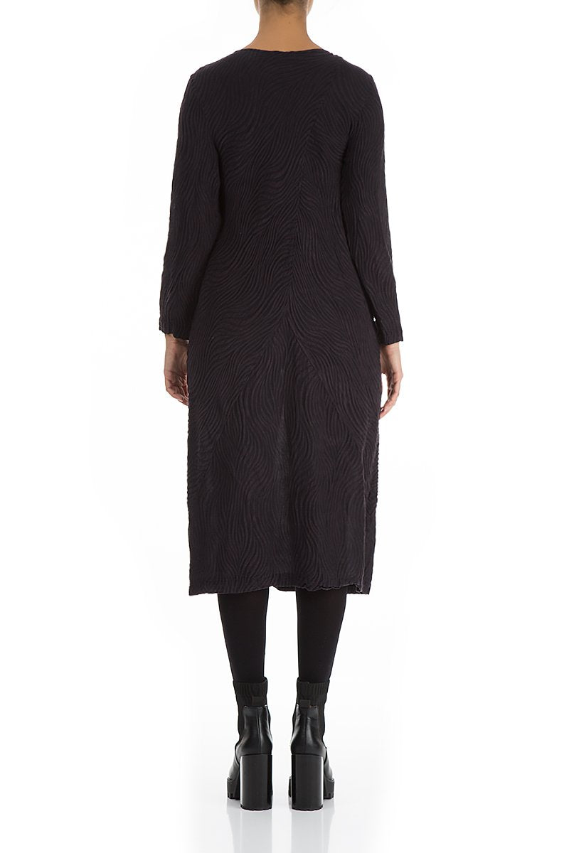Midi Waves Texture Dark Violet Dress