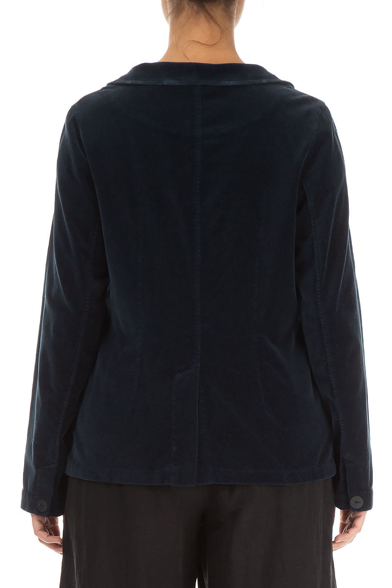 Midnight Blue Velvet Blazer Jacket