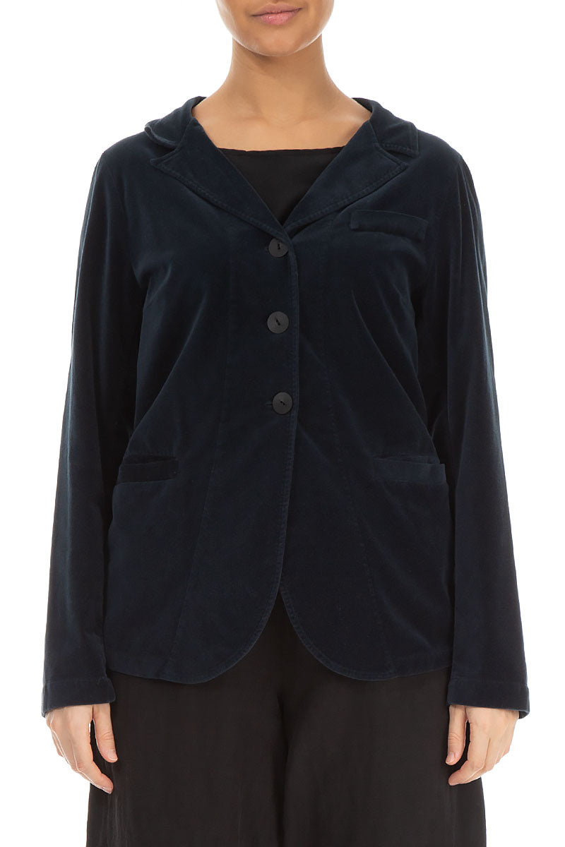 Midnight Blue Velvet Blazer Jacket