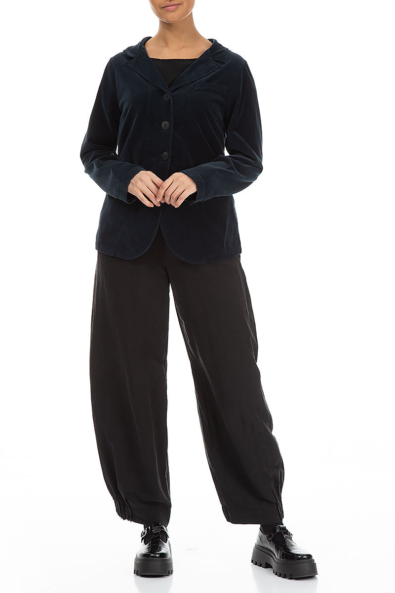 Midnight Blue Velvet Blazer Jacket