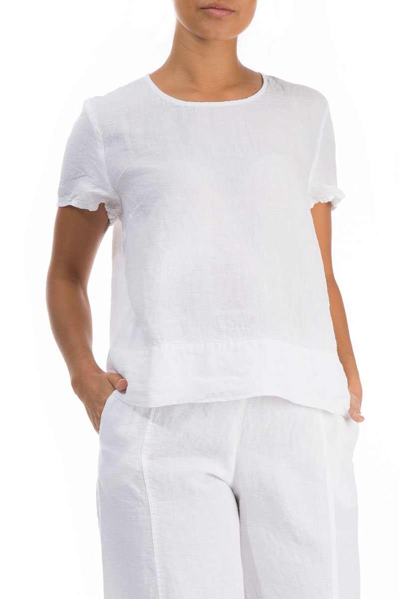 Minimalist White Linen Blouse - GRIZAS | Natural Contemporary Womenswear