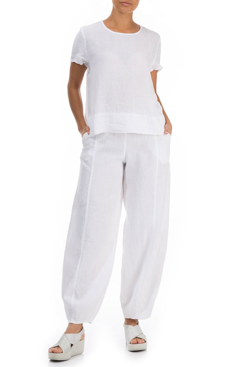 Minimalist White Linen Blouse - GRIZAS | Natural Contemporary Womenswear