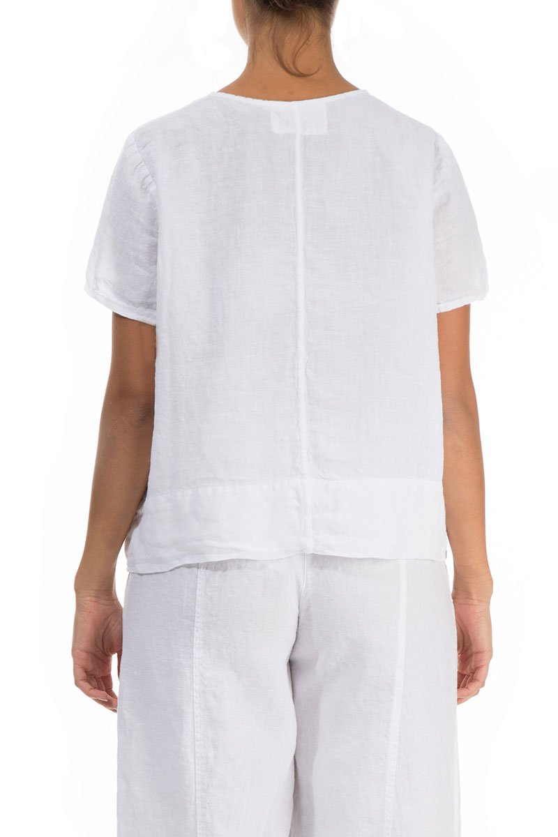 Minimalist White Linen Blouse - GRIZAS | Natural Contemporary Womenswear