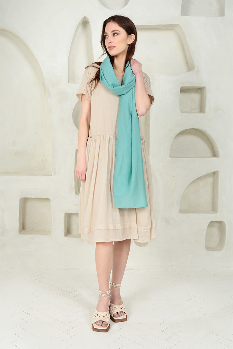 Mint Green Silk Cotton Scarf
