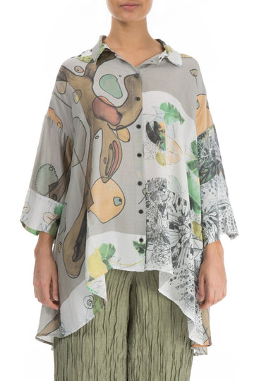 Mixed Prints Silk Bamboo Shirt