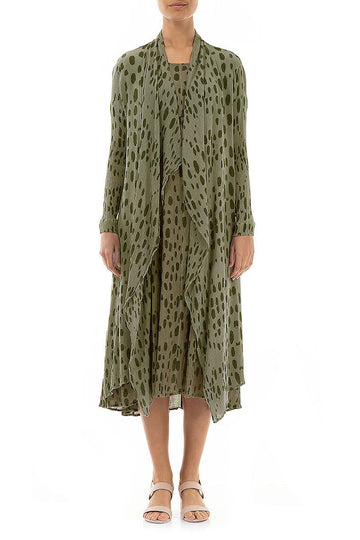 Open Drops Khaki Silk Waterfall Jacket