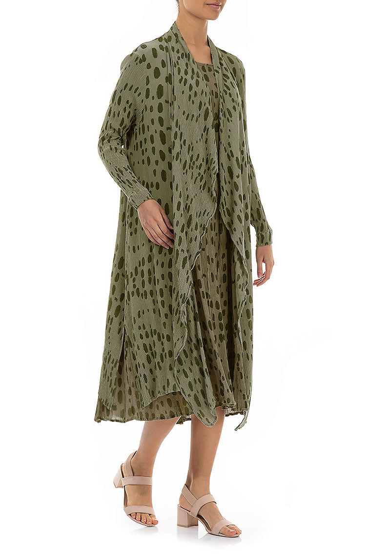 Open Drops Khaki Silk Waterfall Jacket