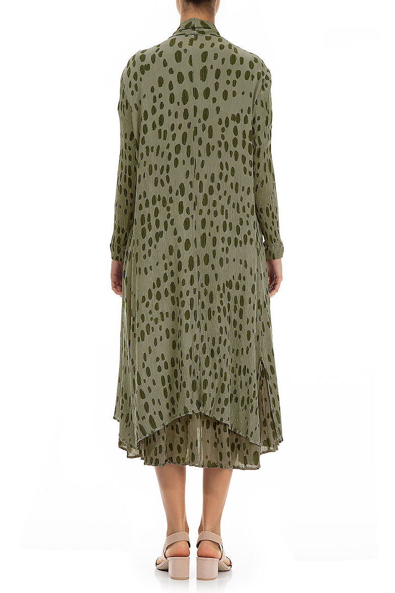 Open Drops Khaki Silk Waterfall Jacket