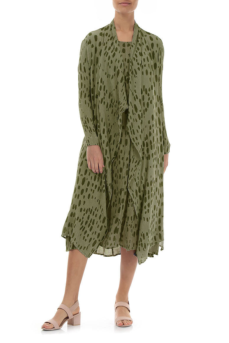 Open Drops Khaki Silk Waterfall Jacket