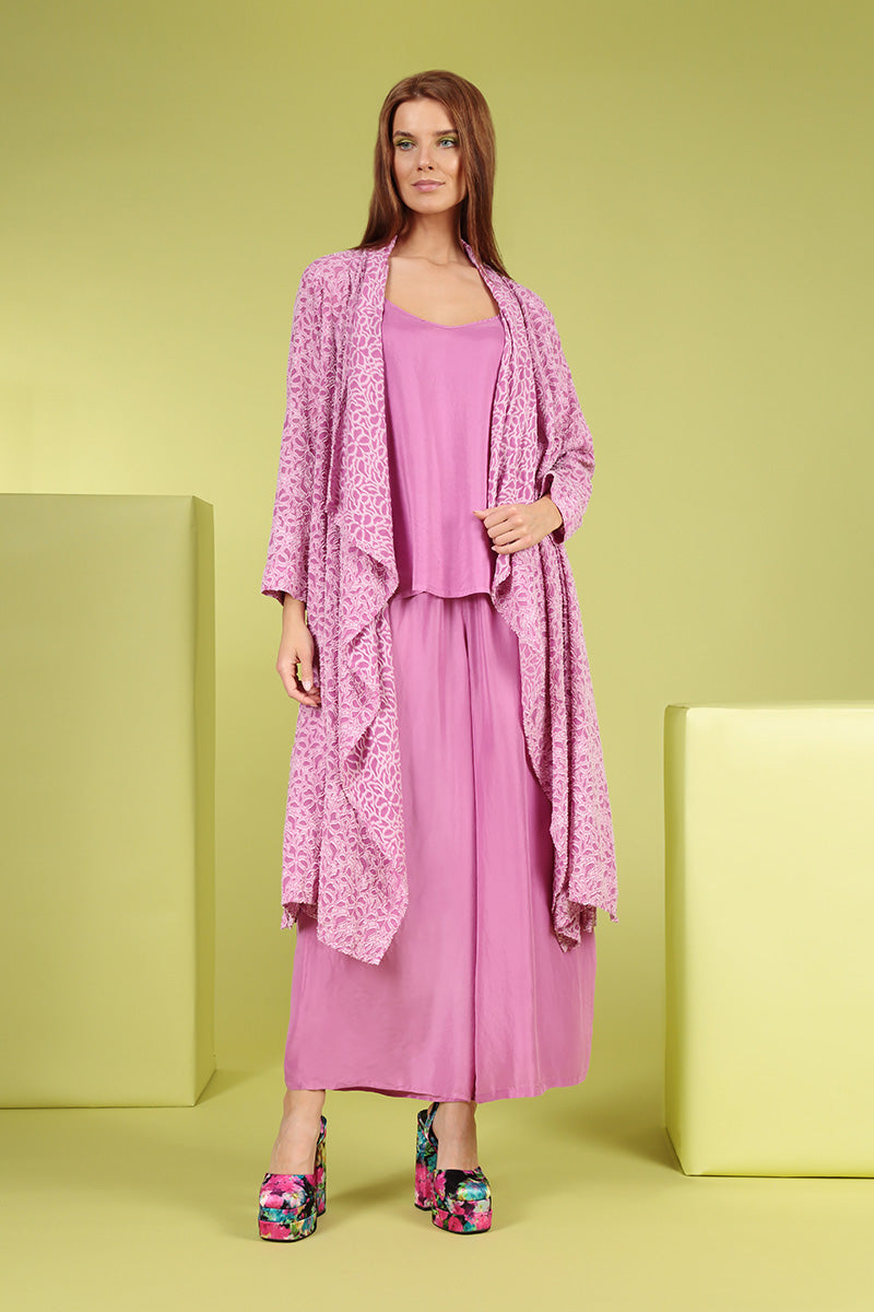 Open Floral Wild Berry Silk Jacket