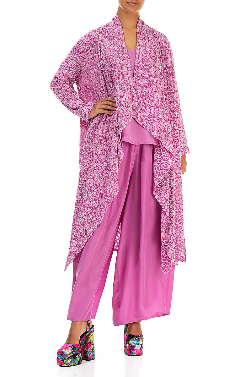 Open Floral Wild Berry Silk Jacket