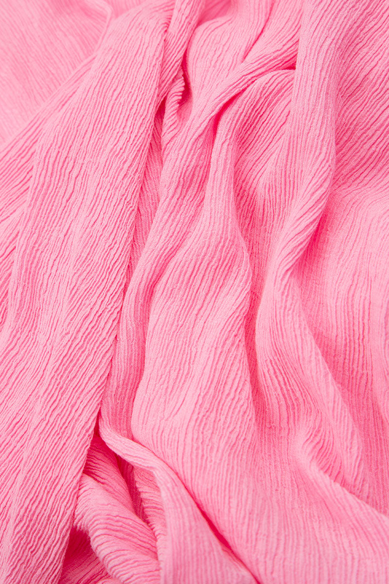 Open Type Crinkled Taffy Pink Silk Viscose Jacket