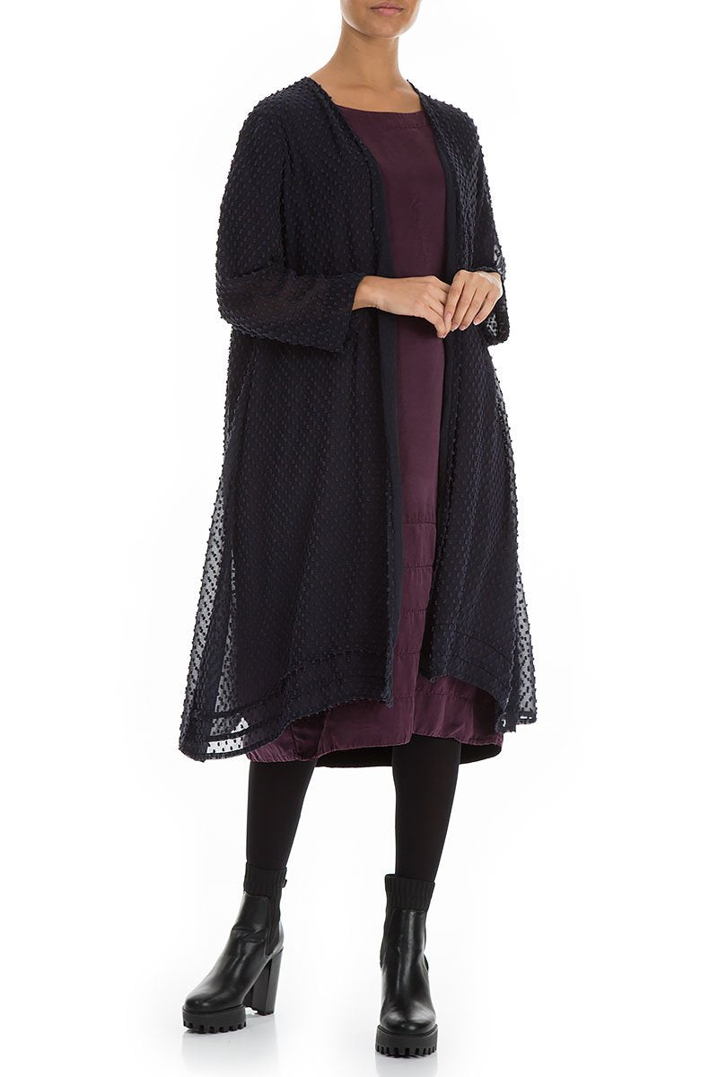 Open Type Dotty Dark Purple Silk Jacket