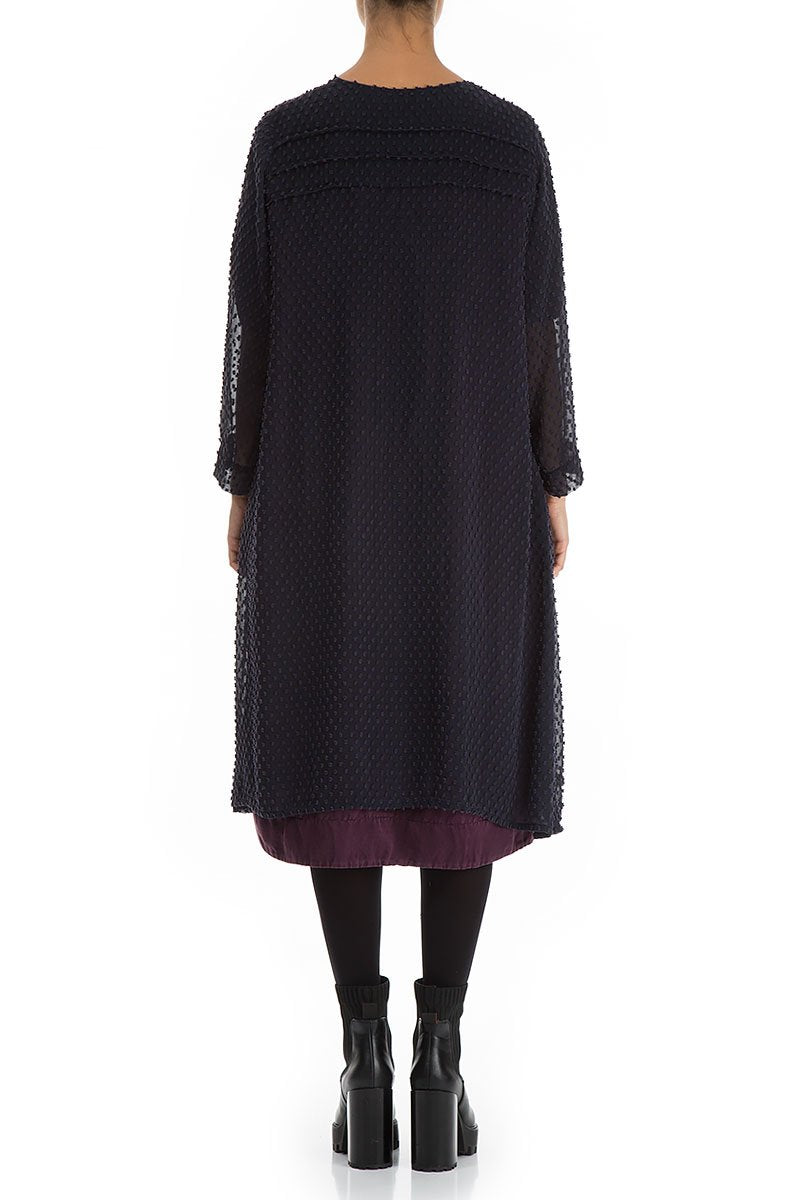 Open Type Dotty Dark Purple Silk Jacket