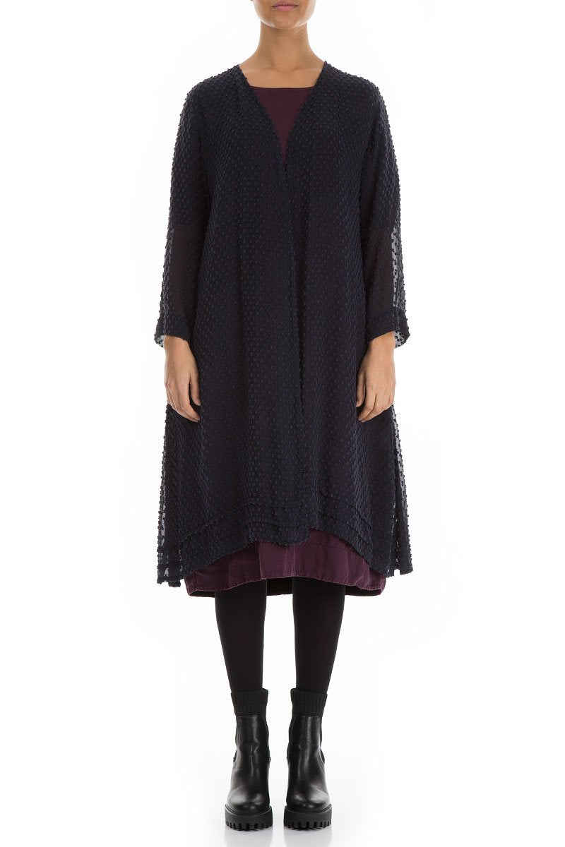 Open Type Dotty Dark Purple Silk Jacket