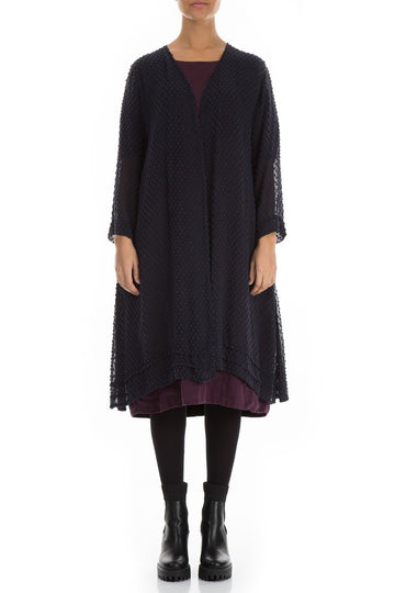 Open Type Dotty Dark Purple Silk Jacket