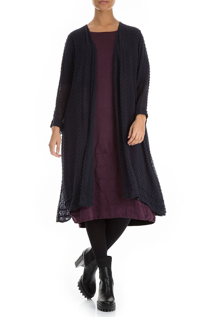 Open Type Dotty Dark Purple Silk Jacket