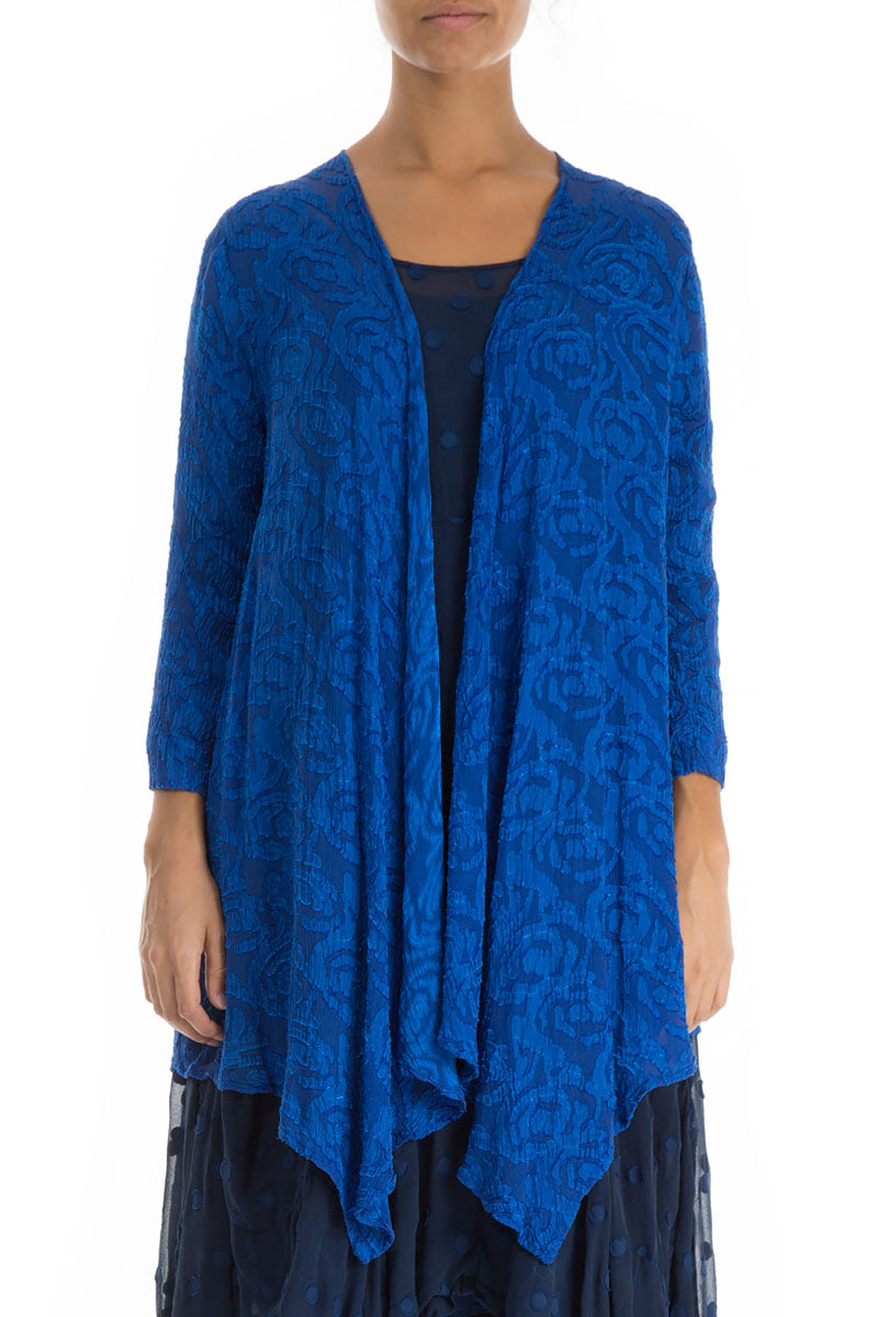 Open Type Royal Blue Silk Jacket