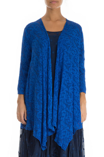 Open Type Royal Blue Silk Jacket