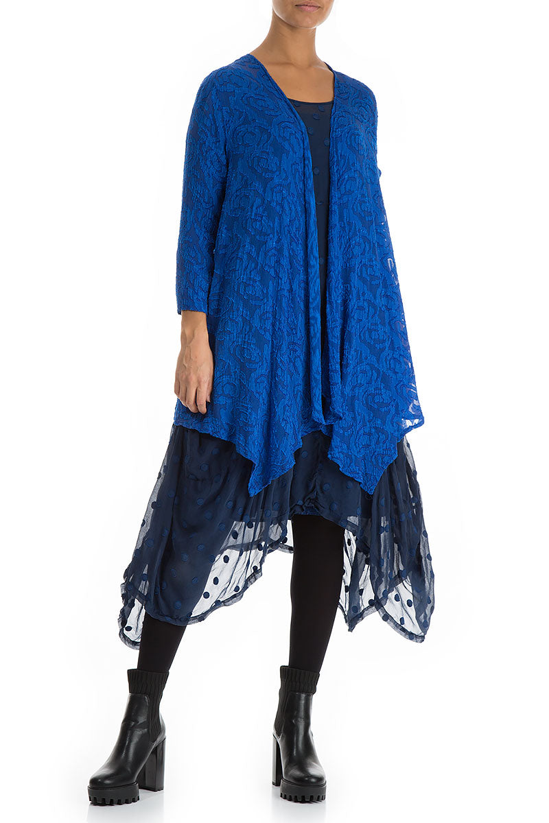 Open Type Royal Blue Silk Jacket