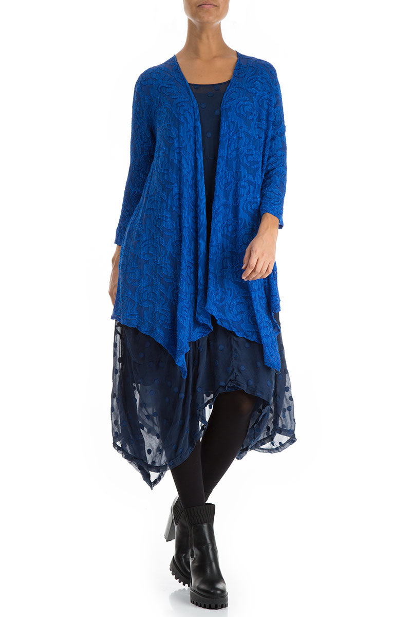 Open Type Royal Blue Silk Jacket