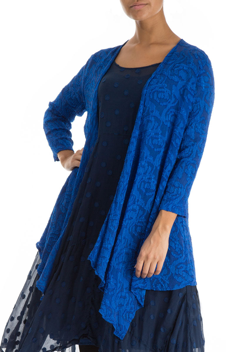 Open Type Royal Blue Silk Jacket