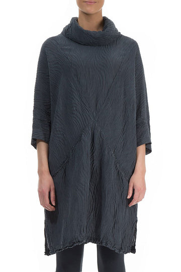 Textured Charcoal Silk Linen Tunic