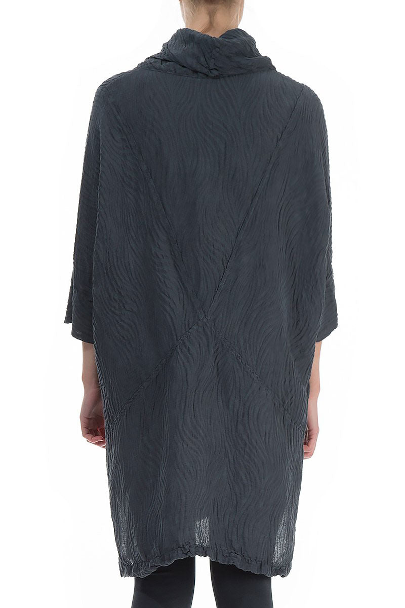 Textured Charcoal Silk Linen Tunic