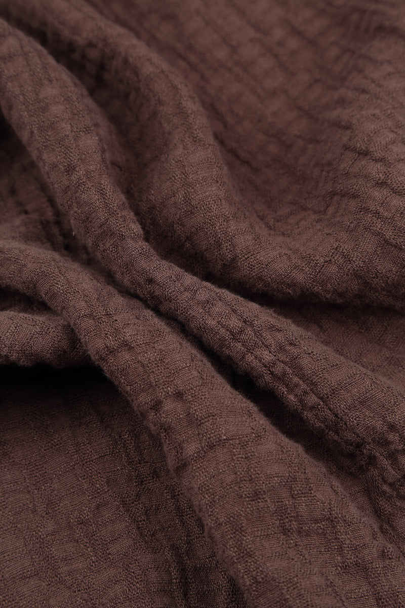 Pepper Brown Textured Linen Overall Dress