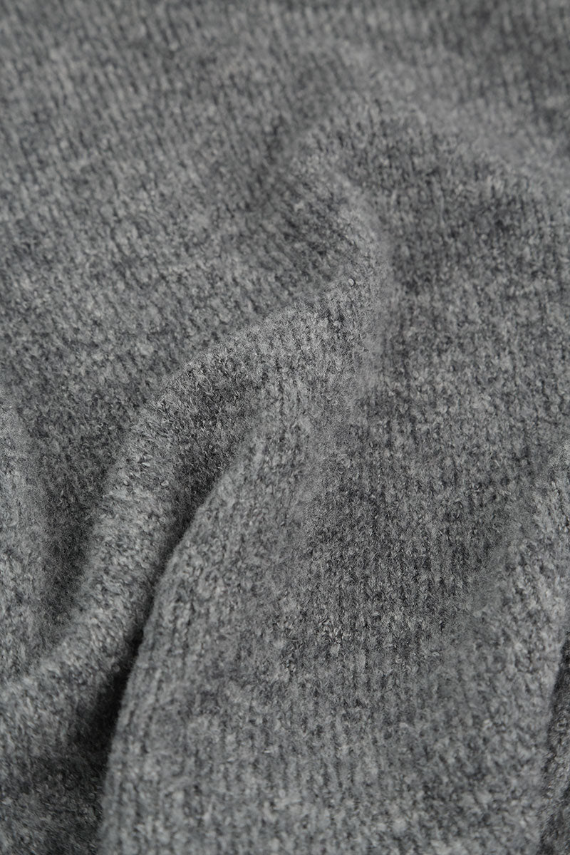Pin Closure Grey Wool Cardigan