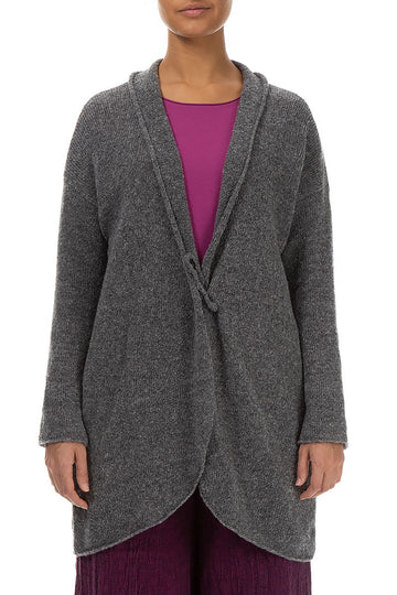 Pin Closure Grey Wool Cardigan