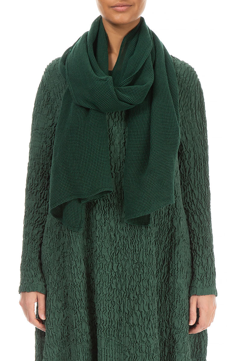Pine Green Mesh Silk Rayon Scarf