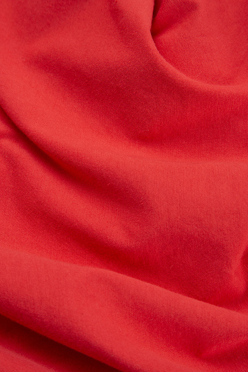 Flared Back Poppy Red Cotton Dress