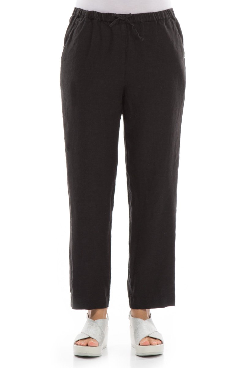 Pure Black Linen Trousers